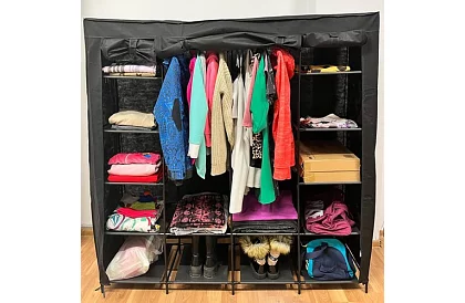 Látková skládací skříň – 170 × 170 × 42 cm