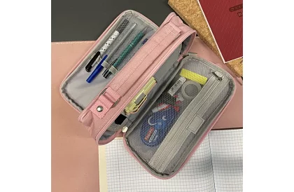 Školní pouzdro - růžový penál s uchem