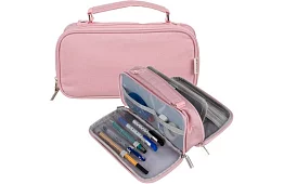 Školní pouzdro - růžový penál s uchem