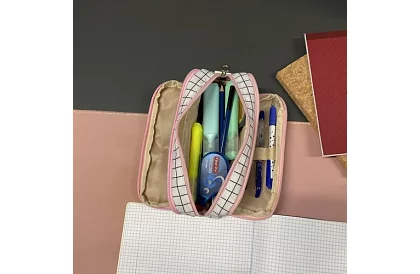 Rozšiřitelné školní pouzdro - károvaný penál