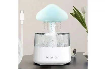 Zvlhčovač s led noční lampou s efektem dopadajícího deště