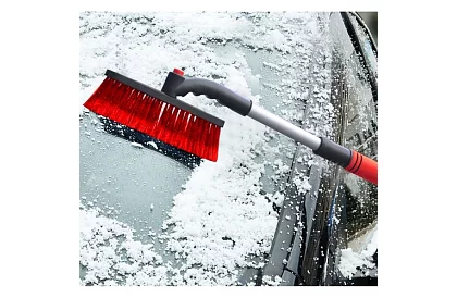 Teleskopická škrabka na okna s kartáčem na sníh