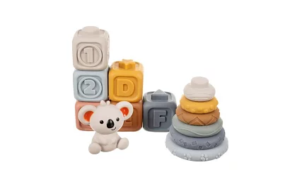 Měkké senzorické bloky pro děti – sada 12 ks + medvídek Koala