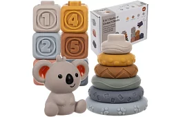 Měkké senzorické bloky pro děti – sada 12 ks + medvídek Koala