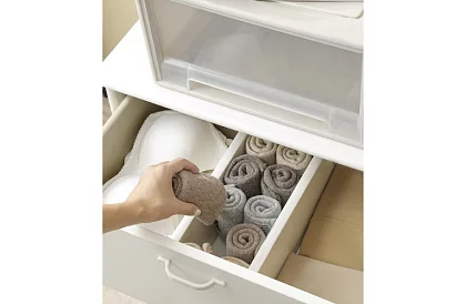 Nastavitelné organizéry do zásuvek - bilý - sada 4 kusů