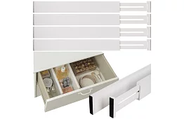 Nastavitelné organizéry do zásuvek - bilý - sada 4 kusů