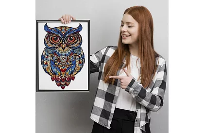 Dřevěné puzzle sova - 177 dílů - 38 x 21,5 cm
