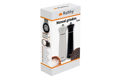 Ruční mlýnky na koření 2 kusy - Black and White