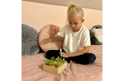 Dřevěná vzdělávací hra 2v1 – magnetická zahrádka