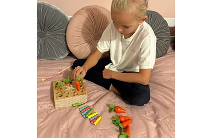 Dřevěná vzdělávací hra 2v1 – magnetická zahrádka