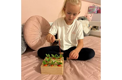 Dřevěná vzdělávací hra 2v1 – magnetická zahrádka