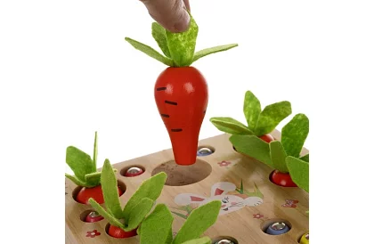 Dřevěná vzdělávací hra 2v1 – magnetická zahrádka