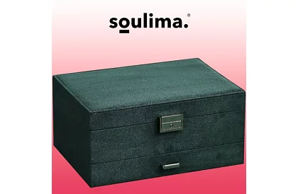 Elegantní semišová šperkovnice – zelená