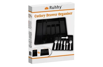 Bambusový organizér do šuplíků – černý příborník