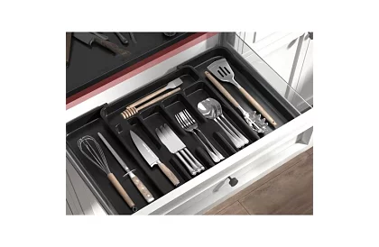 Bambusový organizér do šuplíků – černý příborník