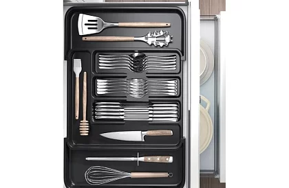 Bambusový organizér do šuplíků – černý příborník