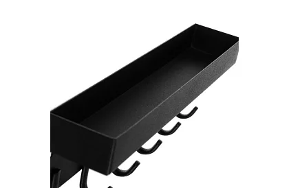 Nástěnná magnetická police s věšáky – 6 háčků