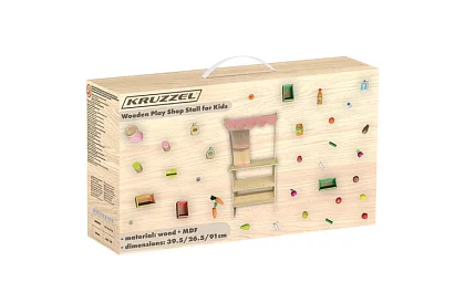 Dřevěný prodejní stánek s příslušenstvím