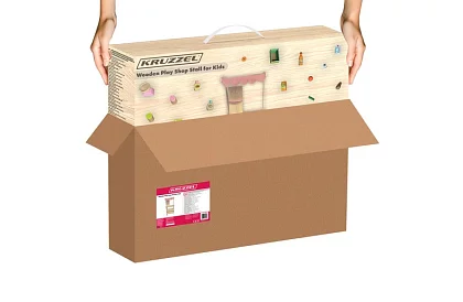 Dřevěný prodejní stánek s příslušenstvím