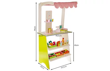 Dřevěný prodejní stánek s příslušenstvím