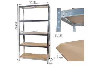 Skladový regál 5 polic 180x90x40 cm