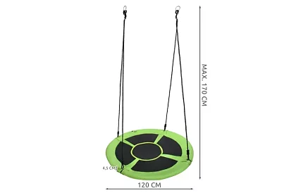 Závěsná houpačka čapí hnízdo zelenočerná 100 cm – nosnost 150 kg