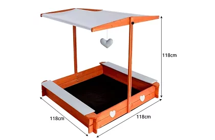 Dřevěné pískoviště se stříškou 118 × 118 cm