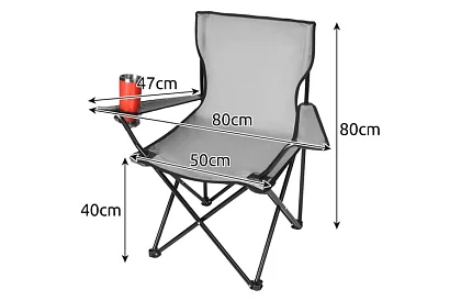 Skládací rybářské křeslo – šedé kempingové křeslo