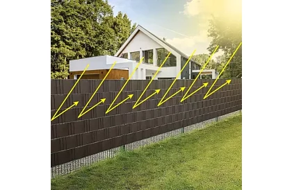 Stínící páska na plot hnědá – panelová 450 g/m2 + klipy