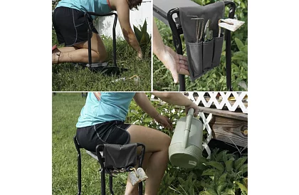 Skládací zahradní klekátko 3v1 – klekátko, lavička a organizér s nářadím