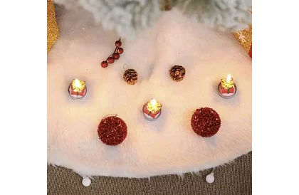 Podložka pod vánoční stromek - 90 cm - bílá kožešina