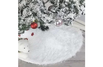 Podložka pod vánoční stromek - 90 cm - bílá kožešina