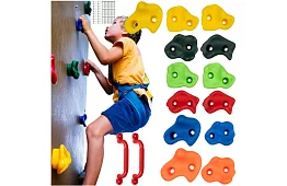 Lezecké chyty – lezecká sada pro děti 13 kamenů + 2 madla