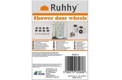 Kolečka pro posuvné dveře sprchových koutů 23 x 6 mm – 8 ks