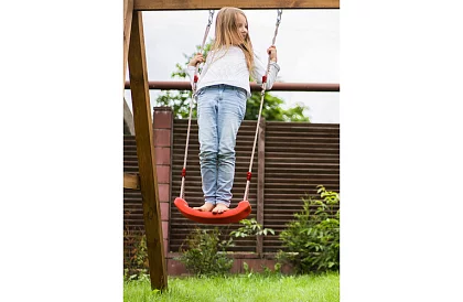 Dětská závěsná houpačka na lanech – plastová - červená