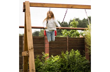 Dětská závěsná houpačka na lanech – plastová - červená