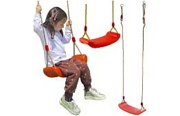 Dětská závěsná houpačka na lanech – plastová - červená