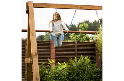 Dětská závěsná houpačka na lanech – plastová – modrá