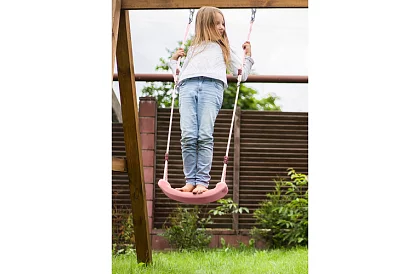 Dětská závěsná houpačka na lanech – plastová – růžová