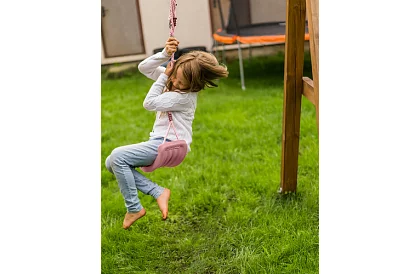 Dětská závěsná houpačka na lanech – plastová – růžová