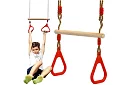 Dětská závěsná houpačka s hrazdou na lanech – 2v1