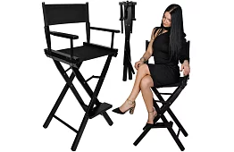 Profesionální dřevěné kosmetické křeslo - černé