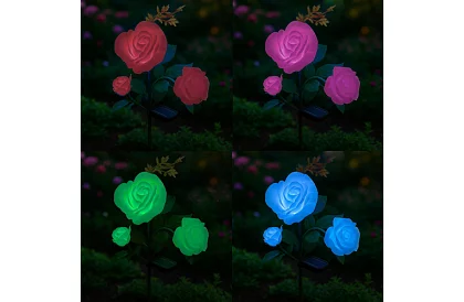 Solární zahradní LED lampa – růže