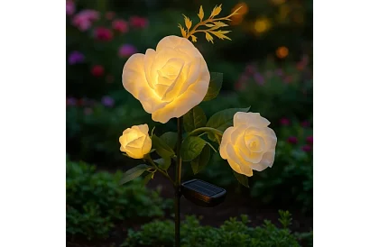 Solární zahradní LED lampa – růže