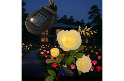 Solární zahradní LED lampa – růže