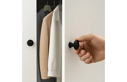 Nábytkové úchytky – knopky černé - 10 kusů