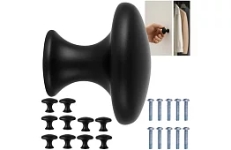 Nábytkové úchytky – knopky černé - 10 kusů