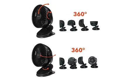 Bezdrátový ventilátor s klipem – nabíjecí USB-C 1200 mAh