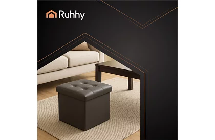 Skládací taburet s úložným prostorem – puf šedý