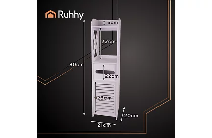 Koupelnová skříňka s držákem toaletního papíru – bílá